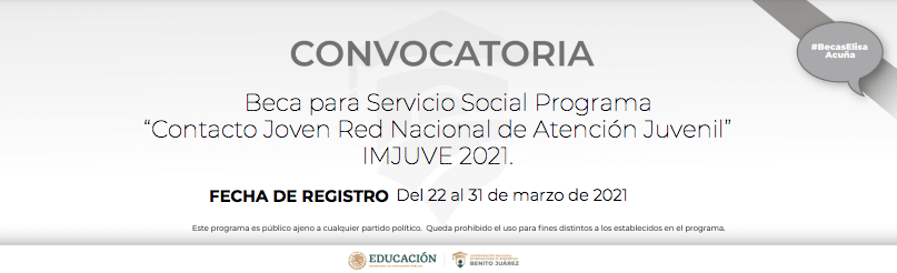 Beca para Servicio Social Programa IMJUVE 2021
