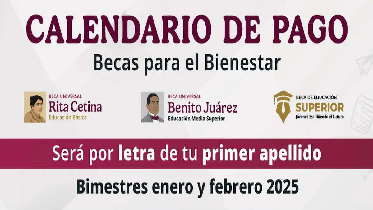 Calendario de Pago de las Becas Benito Juárez y Rita Cetina