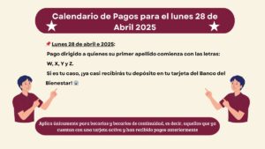 Calendario de pago para el 28 de abril de 2025