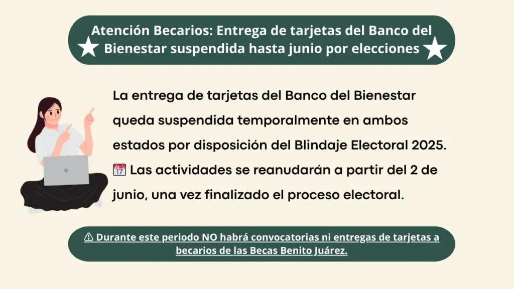 Suspensión temporal de entrega de tarjetas en Veracruz y Durango por Blindaje Electoral