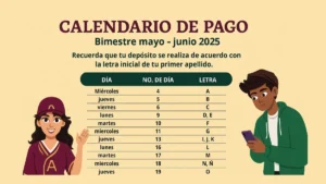 Calendario de pago Bimestre mayo - junio 2025