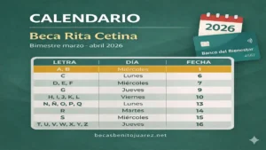 Calendario Beca Rita Cetina: bimestre Marzo - Abril