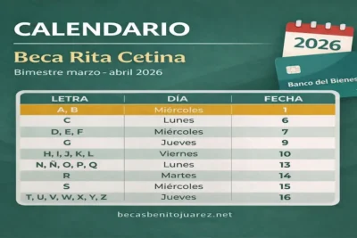 Calendario Beca Rita Cetina: bimestre Marzo - Abril